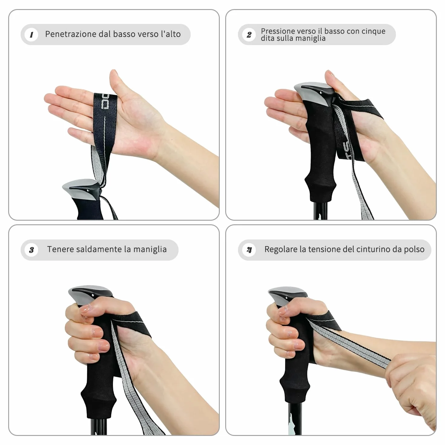 Bastoni da Trekking Pieghevoli Nordic Walking in Alluminio e Carbonio Regolabili 110-130 cm