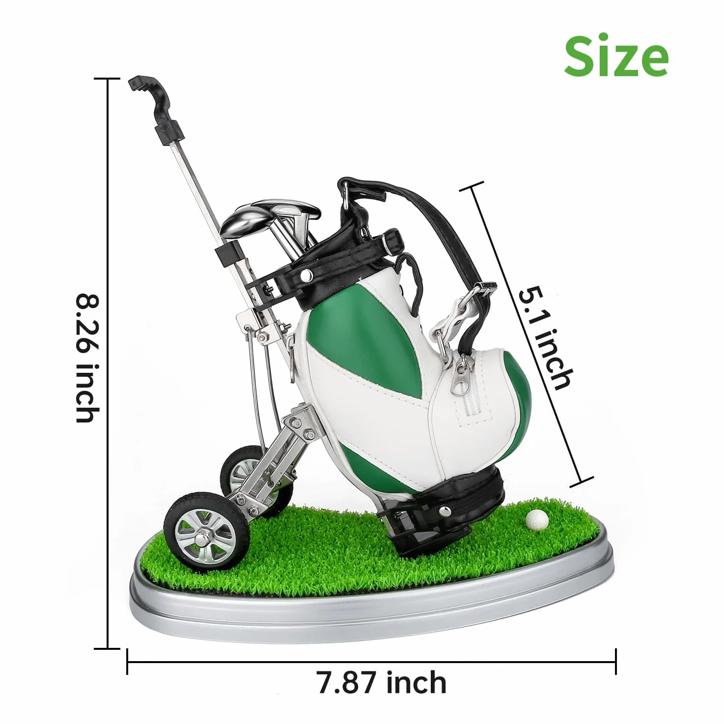 Golf Portapenne 3 Pezzi Club Penne Set Desk Decor Regali Uomini, Verde Bianco
