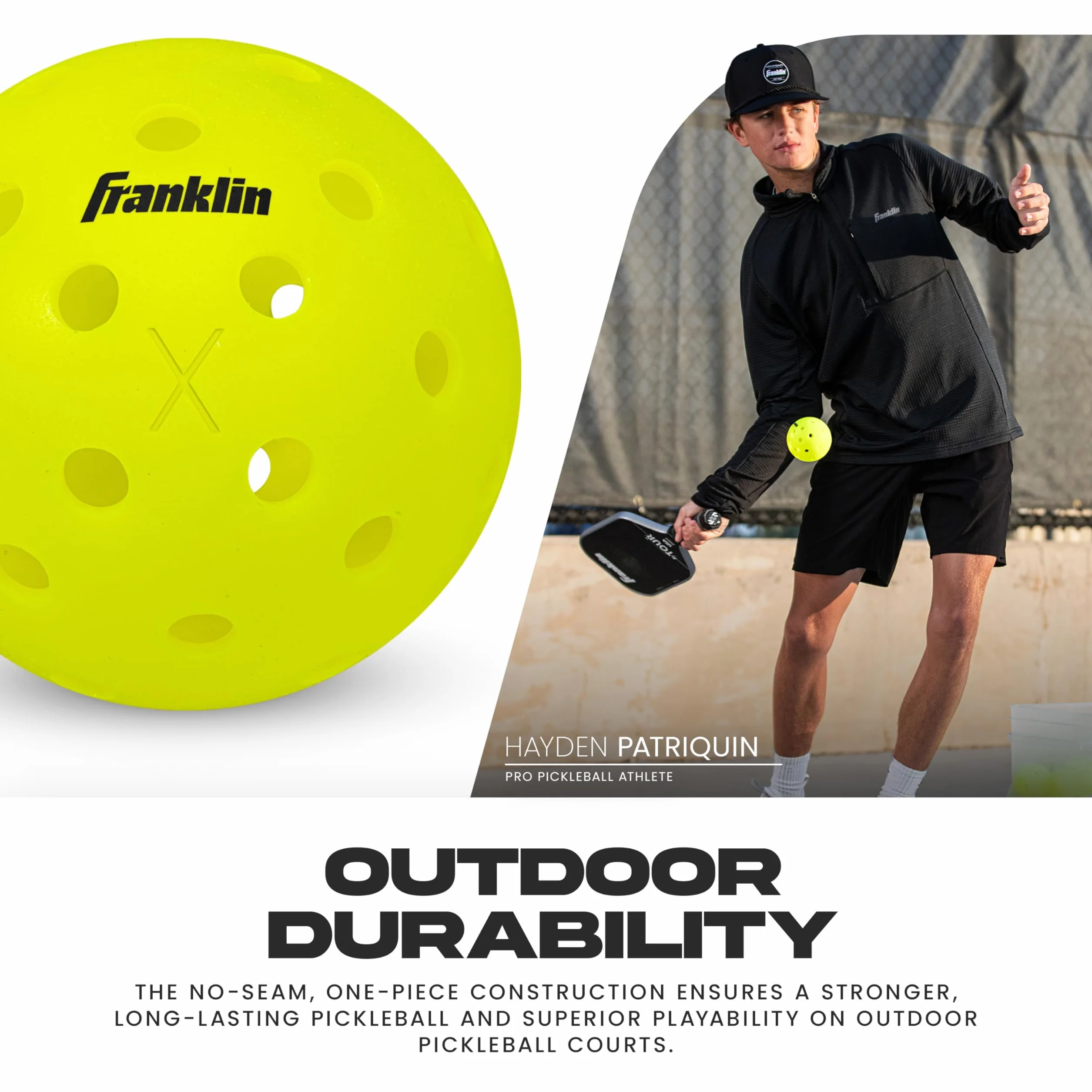 Franklin Sports X-40 Outdoor Pickleballs - USAPA Official Balls - Optic Yellow 50 Pack