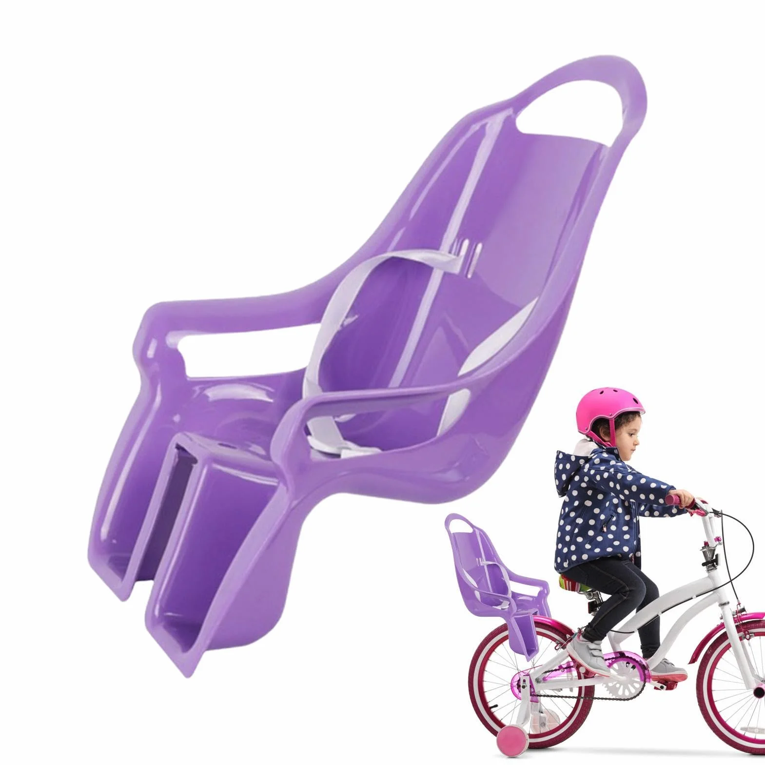 Seggiolino per Bicicletta per Bambole con Adesivi, Portabiciclette, Set Regalo per Bambini, Animali di Peluche Sicuri