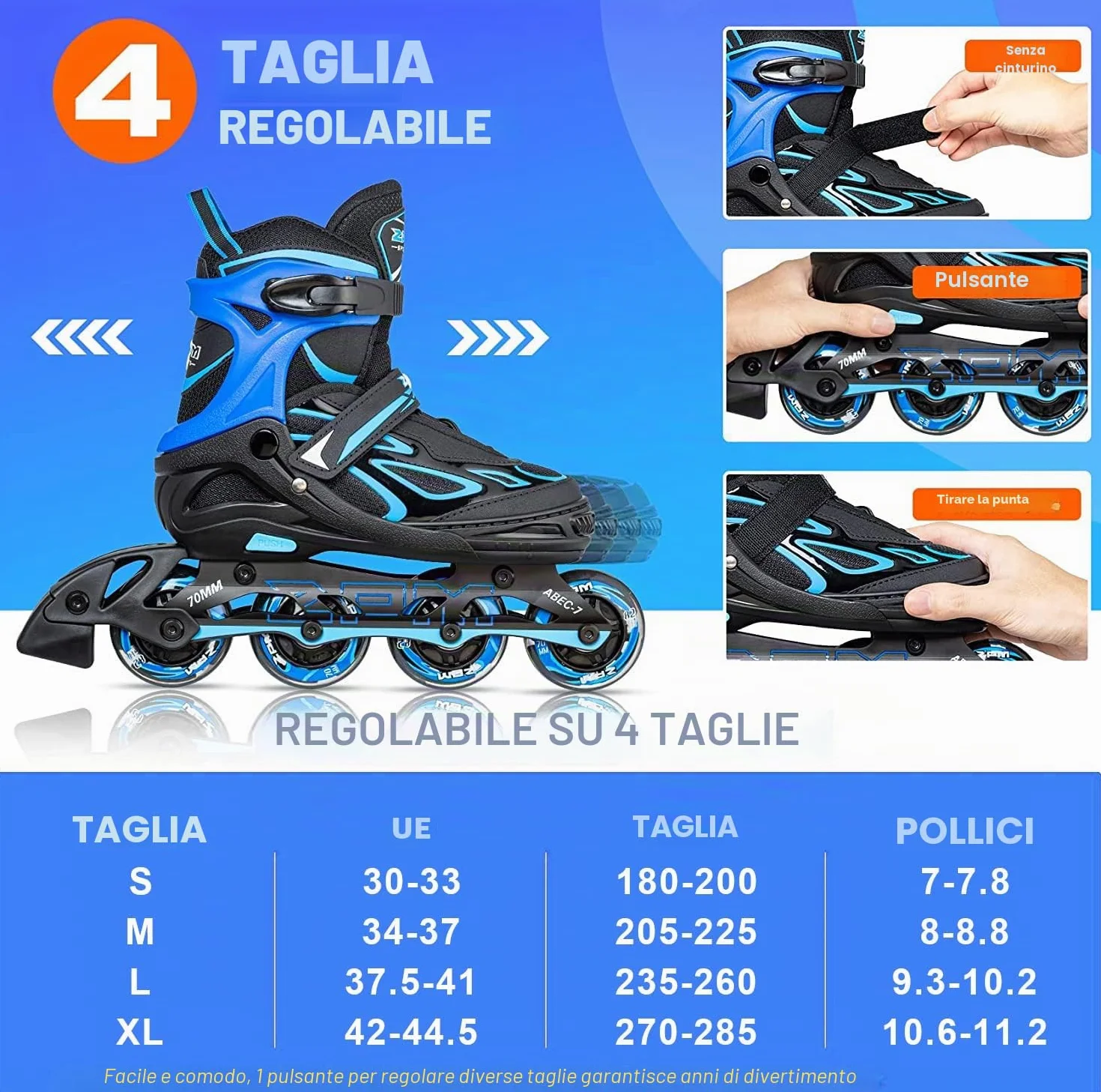 Brice Pattini Inline Skates Regolabili per Bambini e Ragazzi