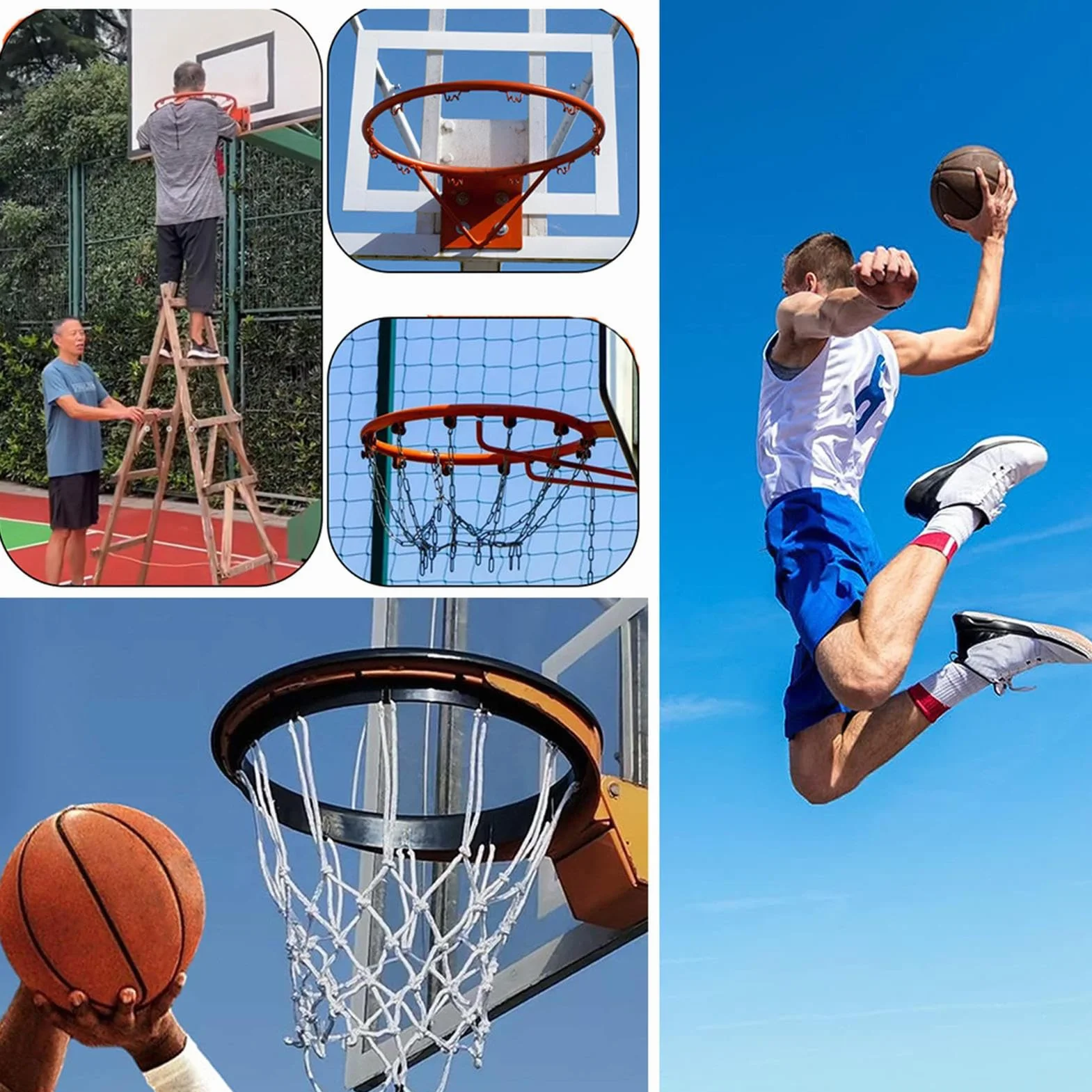 Rete da basket portatile per esterni, ricambio anti-frusta universale per canestro