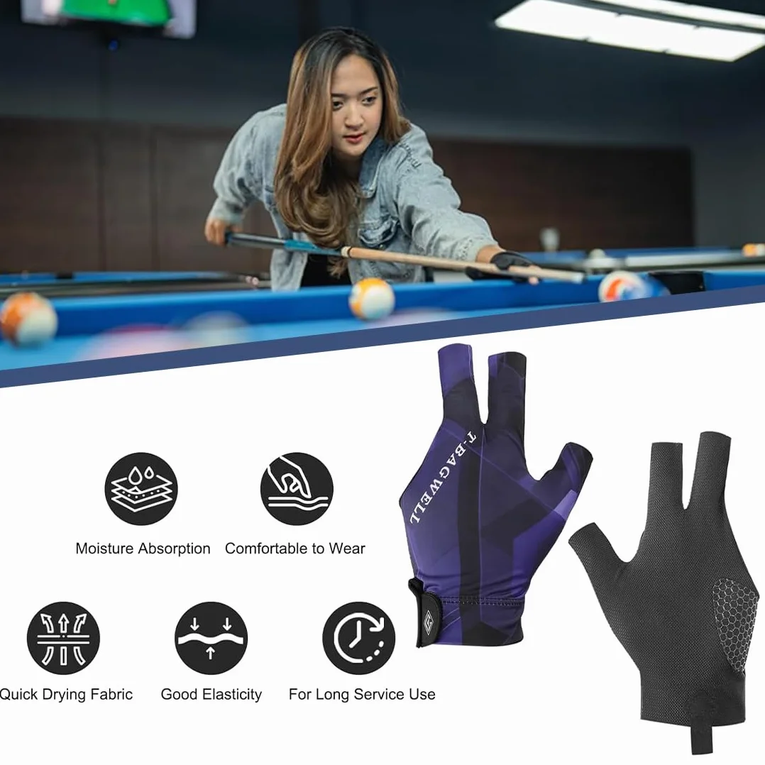 Guanti da biliardo 2pcs sinistra snooker regolabili antiscivolo
