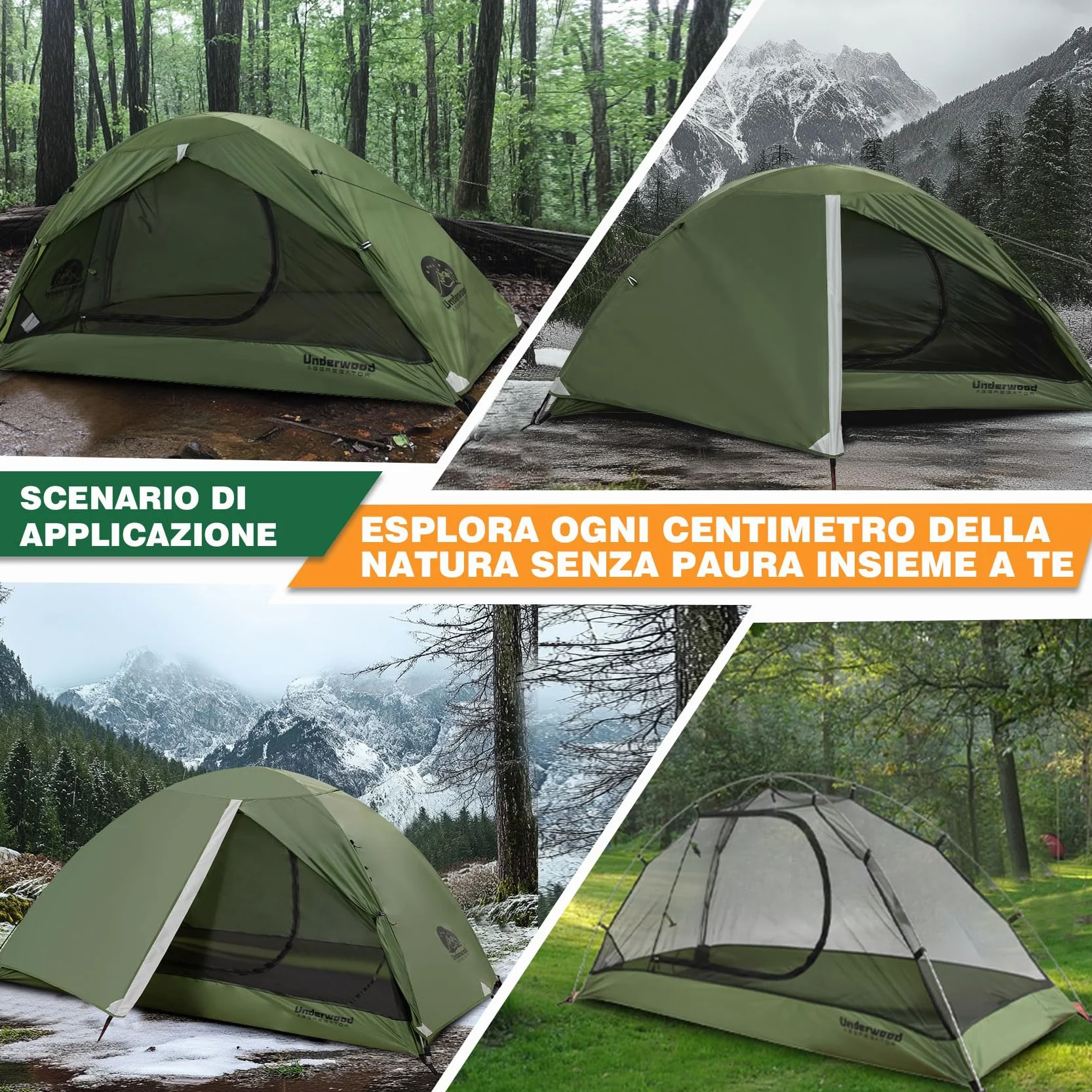 UnderwoodAggregator Tenda da escursionismo per 1 persona impermeabile leggera a cupola