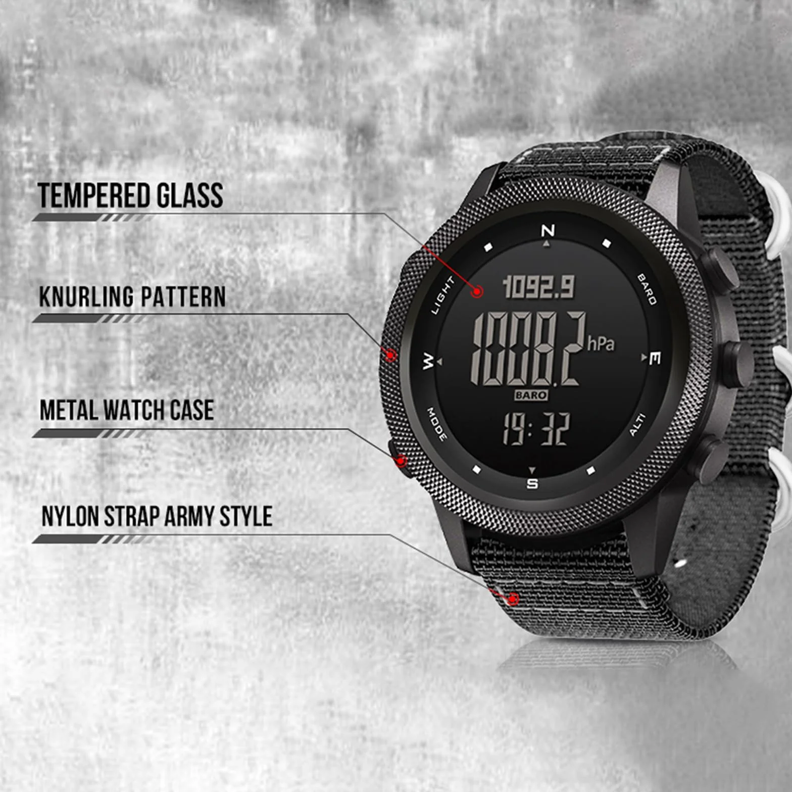 TFixol Orologio digitale multifunzionale da uomo nero