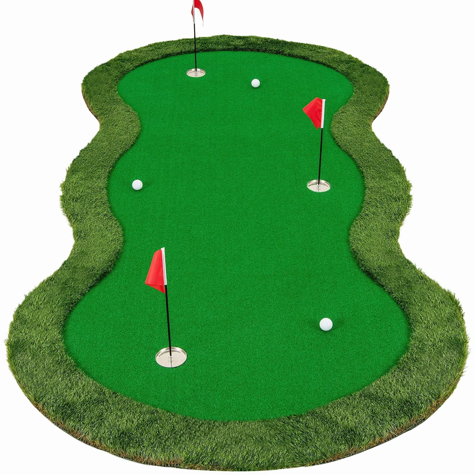 COSTWAY Putting Green Tappetino da Golf 300x150 cm 3 Buchi con Palline
