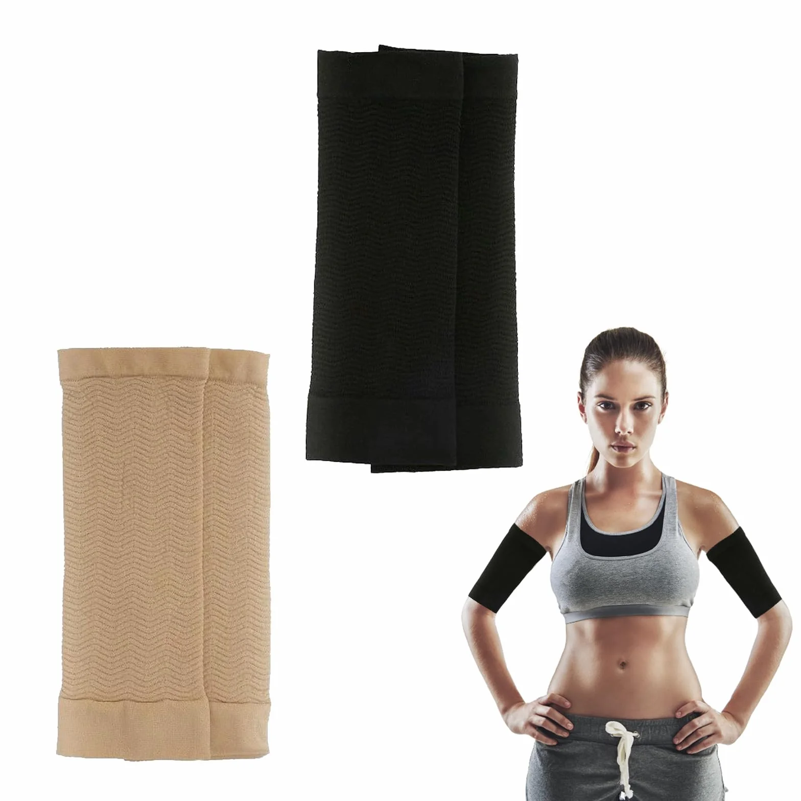 Fasce Palestra Compressione Dimagrante Braccio Maniche Shaper per Sport Fitness Corsa 4 Pezzi