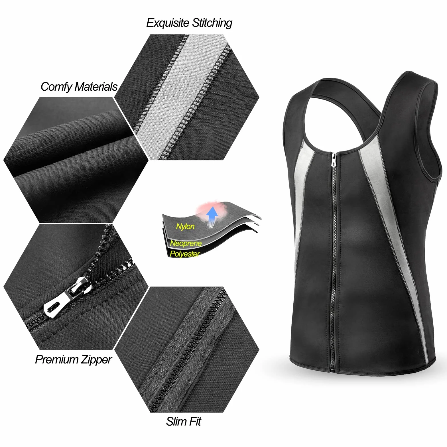 FEimaX Gilet Dimagrante Uomo Neoprene Sauna Body Shaper Fitness Snellente