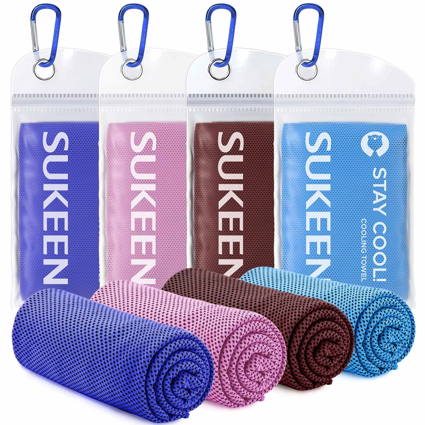 Sukeen Confezione da 4 asciugamani rinfrescanti in microfibra 101,6 x 30,5 cm per yoga sport palestra