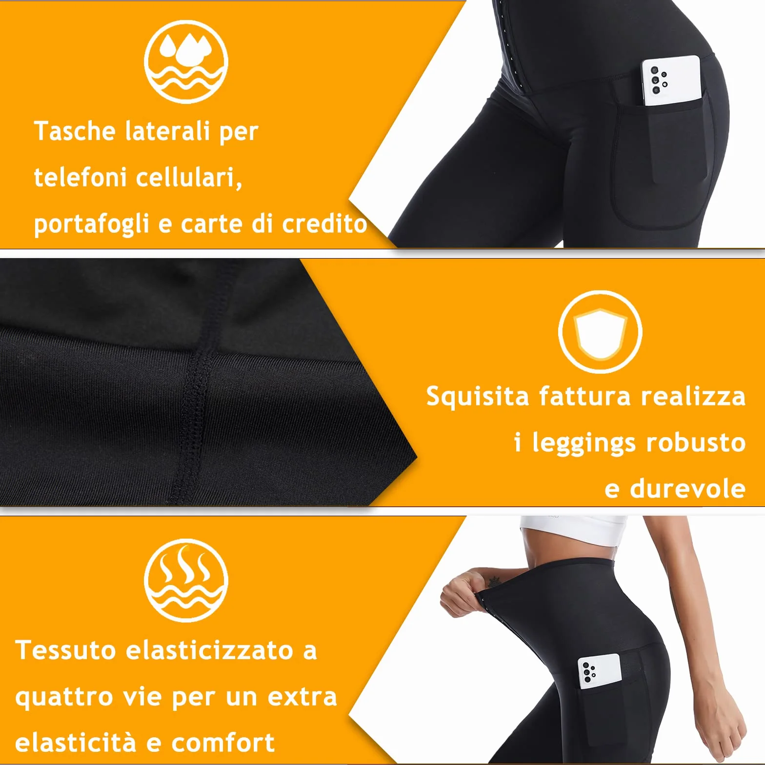 Merlvida Pantaloni Sauna Dimagranti Donna Vita Alta Leggins Effetto Sauna Sportivi Push Up Tuta Dimagrante per Yoga Corsa Fitness