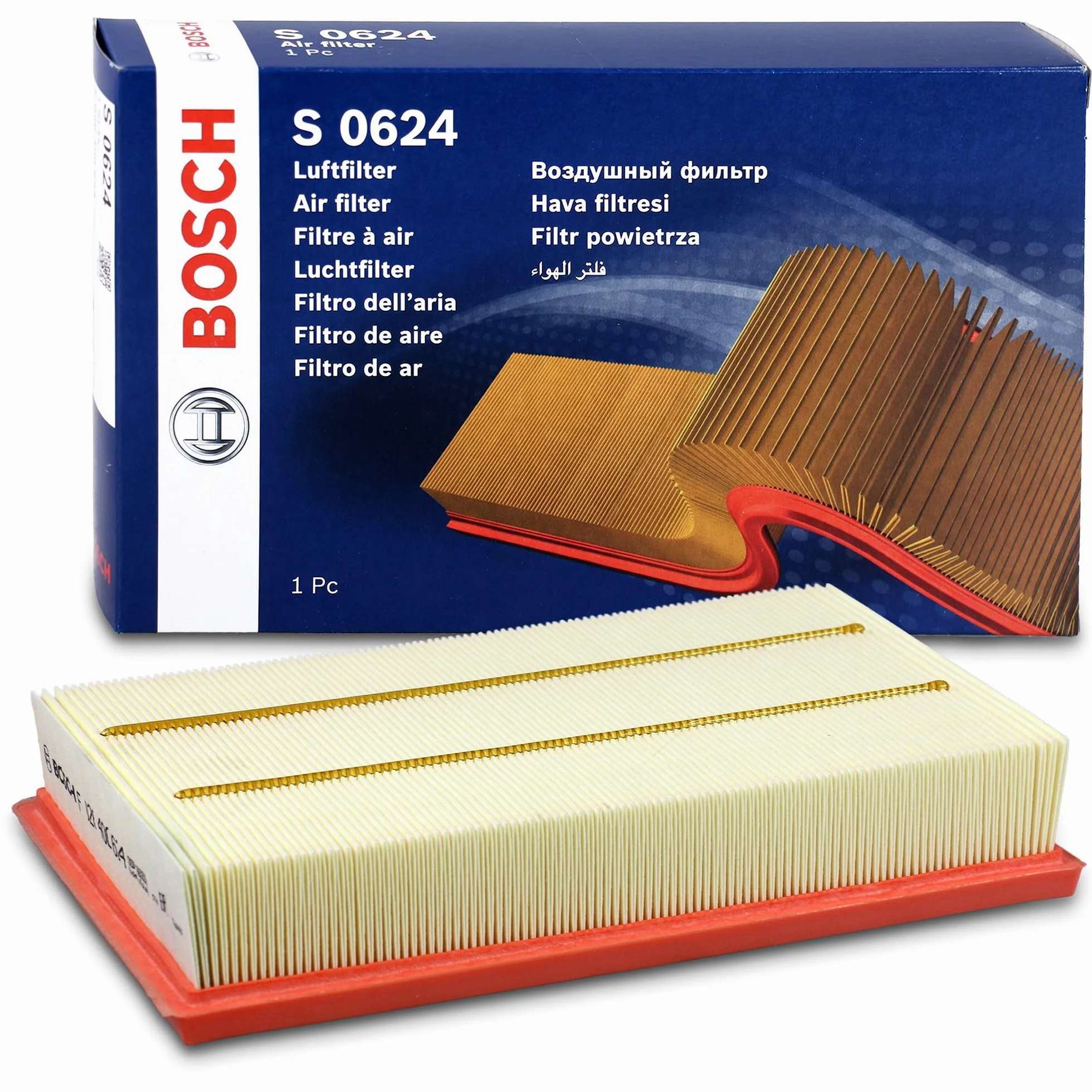 Bosch Filtro Aria per Auto S0624 - Trattiene le particelle solide all'esterno della presa d'aria - Resistente all'umidità ed altamente resistente alla trazione