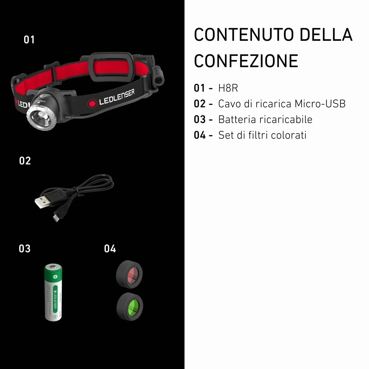 Ledlenser H8R Torcia Frontale LED Ricaricabile 600 Lumen 18650 Batteria Li-Ion
