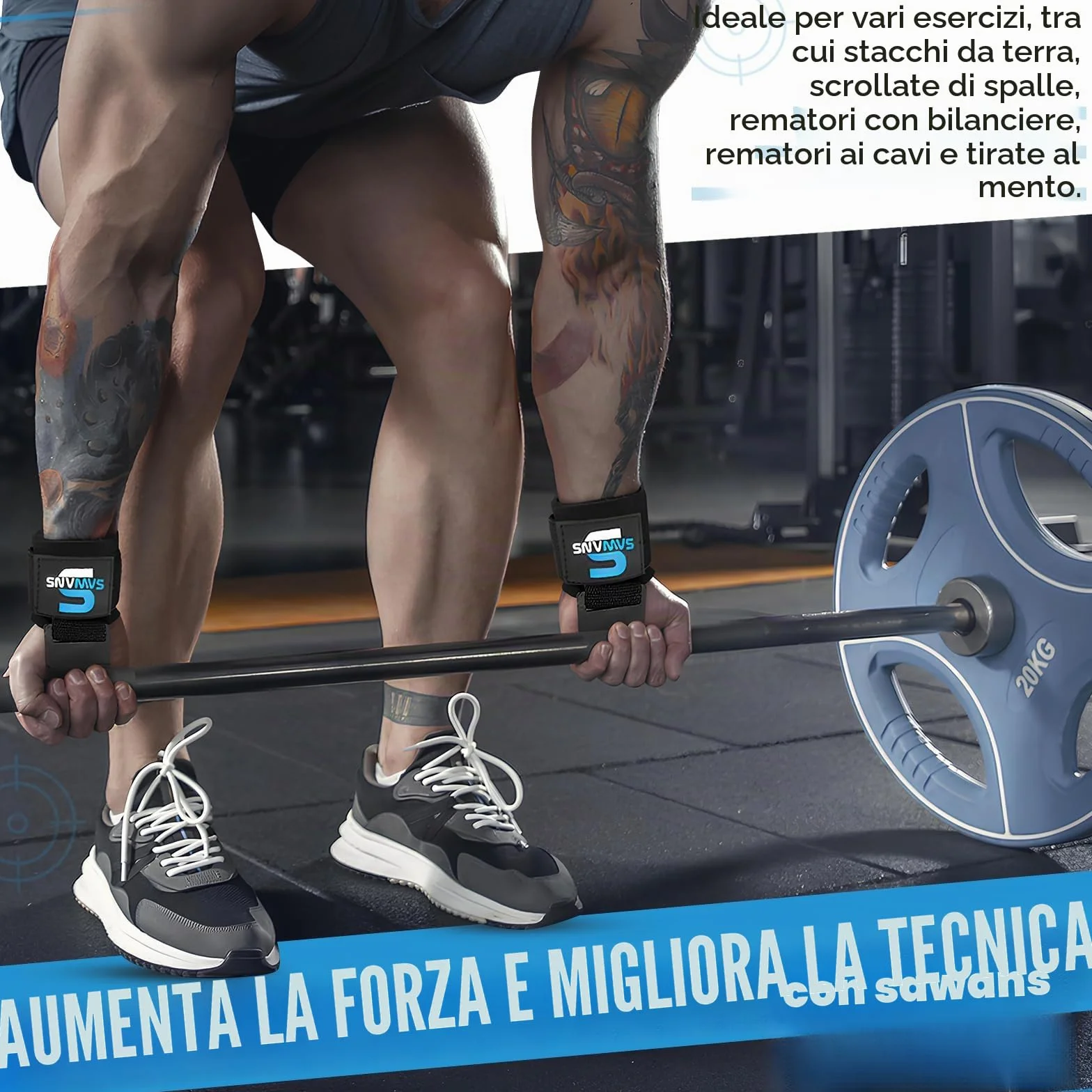 Supporto per il polso con chiusura a strappo per sollevamento pesi
