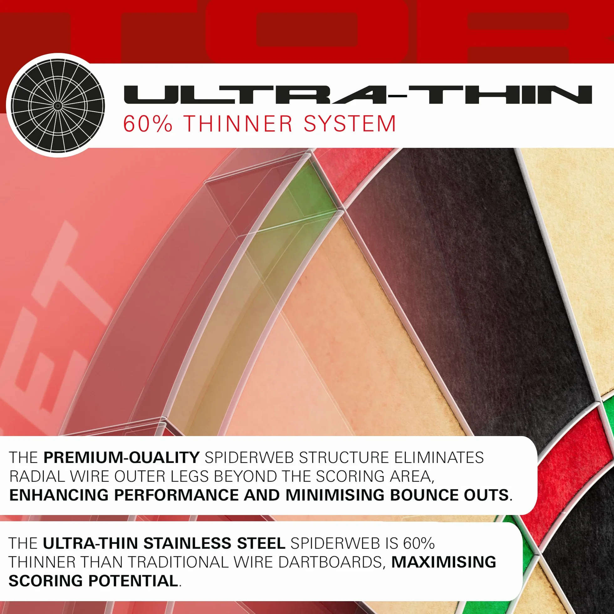 Target Darts TOR Bersaglio Punta in Acciaio Dart Board 360 Gradi LED Luce Ring Standard Competizione Thin Staple-less Wire
