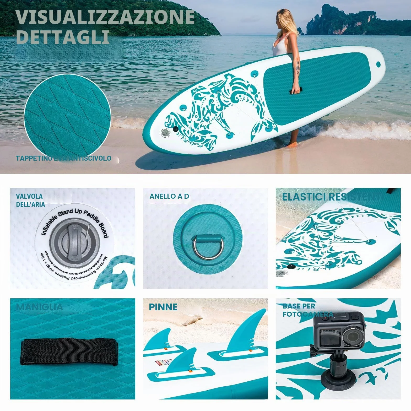 FEATH-R-LITE Gonfiabile Stand Up Paddle Board Ultraleggero - Accessori SUP: pagaia regolabile, pompa, zaino, leash, finlandese - Per tutti i livelli di abilità
