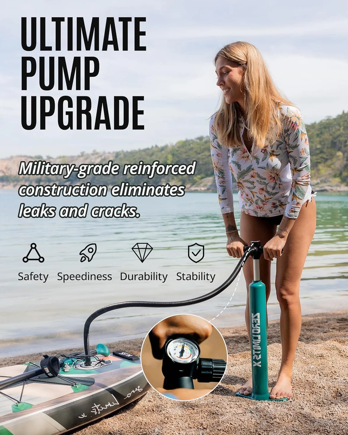 SUP Gonfiabile 320x84cm Completo, Tavola SUP Max 200 Kg, Pinna Centrale, Deck Antiscivolo per Adulti