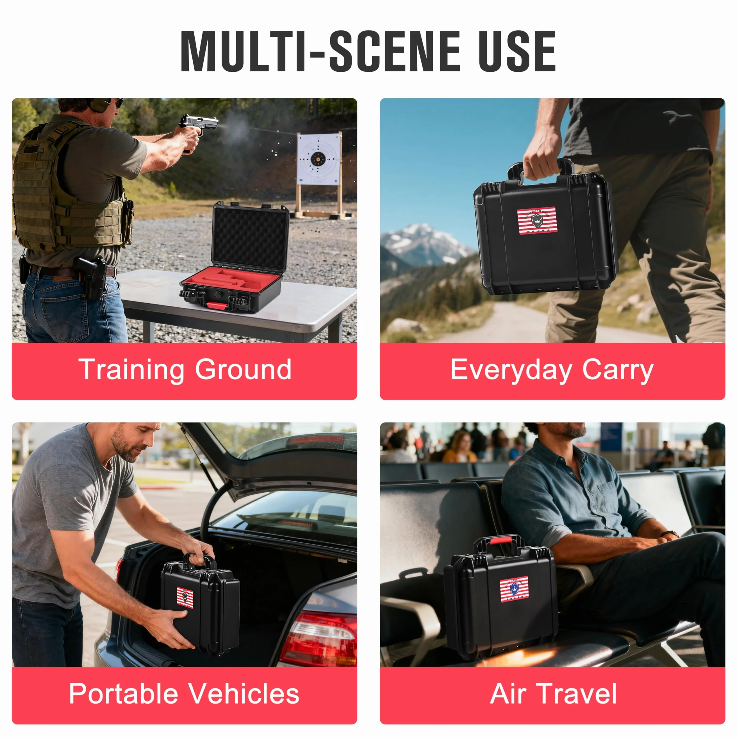 Kinghardcase Custodia Protettiva Valigetta Pistola Tattica Impermeabile 26x18.5x9 cm TSA
