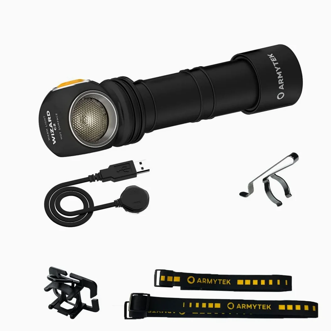 Armytek Nuova torcia frontale Wizard C2 v4 bianco caldo 1120 lumen LED torcia magnetica USB ricaricabile, nero