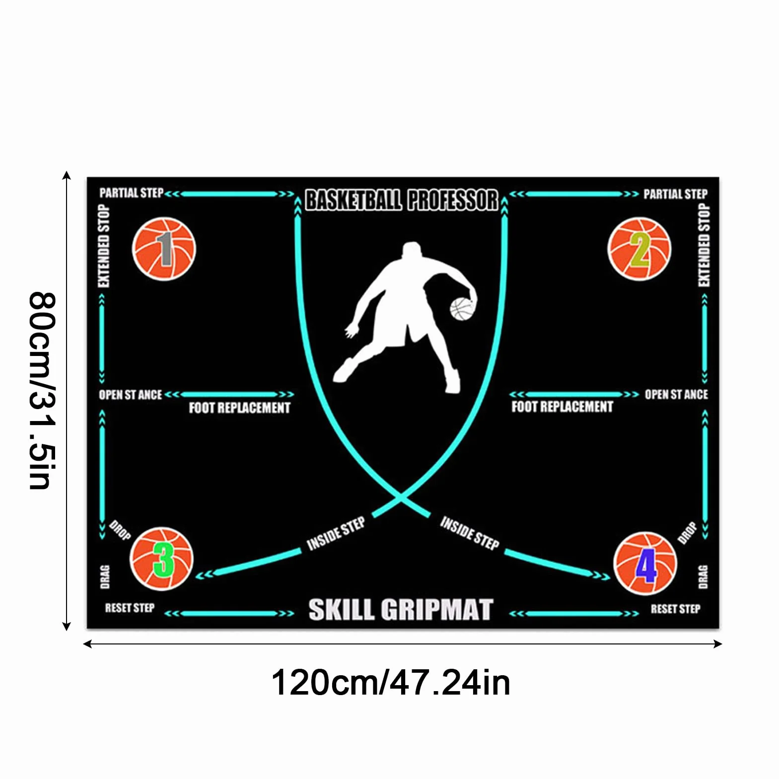 Basketball Corner Mat Anti Slip Rubber Silent Shock Absorbing Exercise Mat Foldable Training for Adults