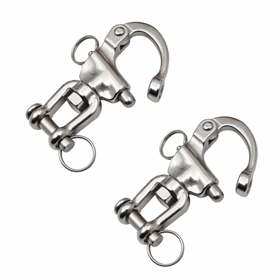 Moschettone girevole 2 pezzi acciaio inox 316 sgancio rapido 70 mm per barca veliero
