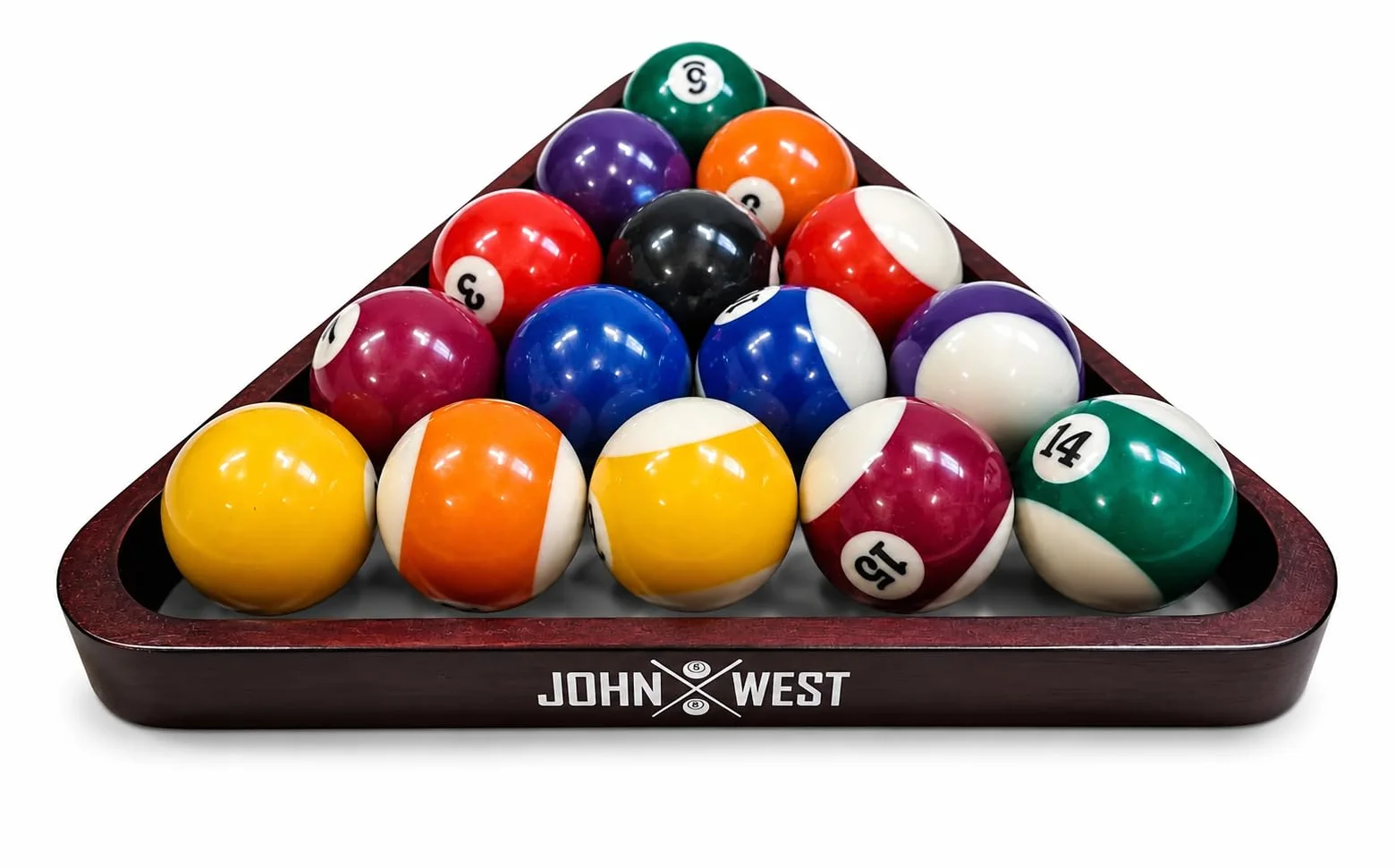John West Triangolo per palle da biliardo 57 mm Mogano