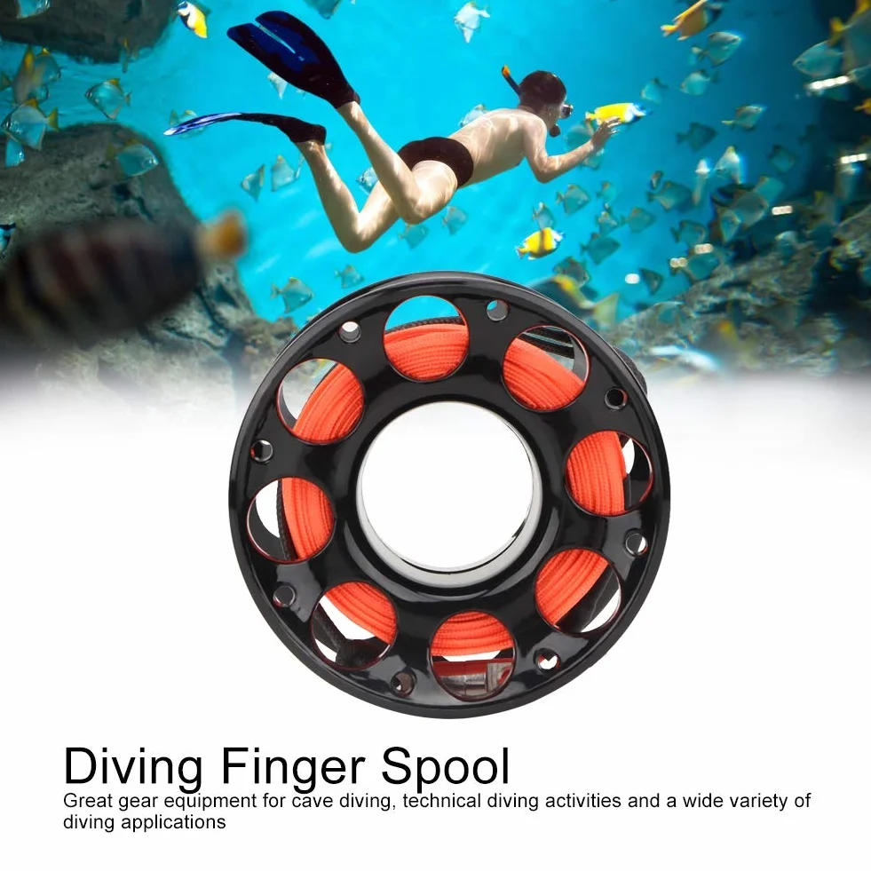 Bobina per immersione 15m Maniglia Puleggia Scuba Spool Reel in plastica Accessori Subacquei (Nero)