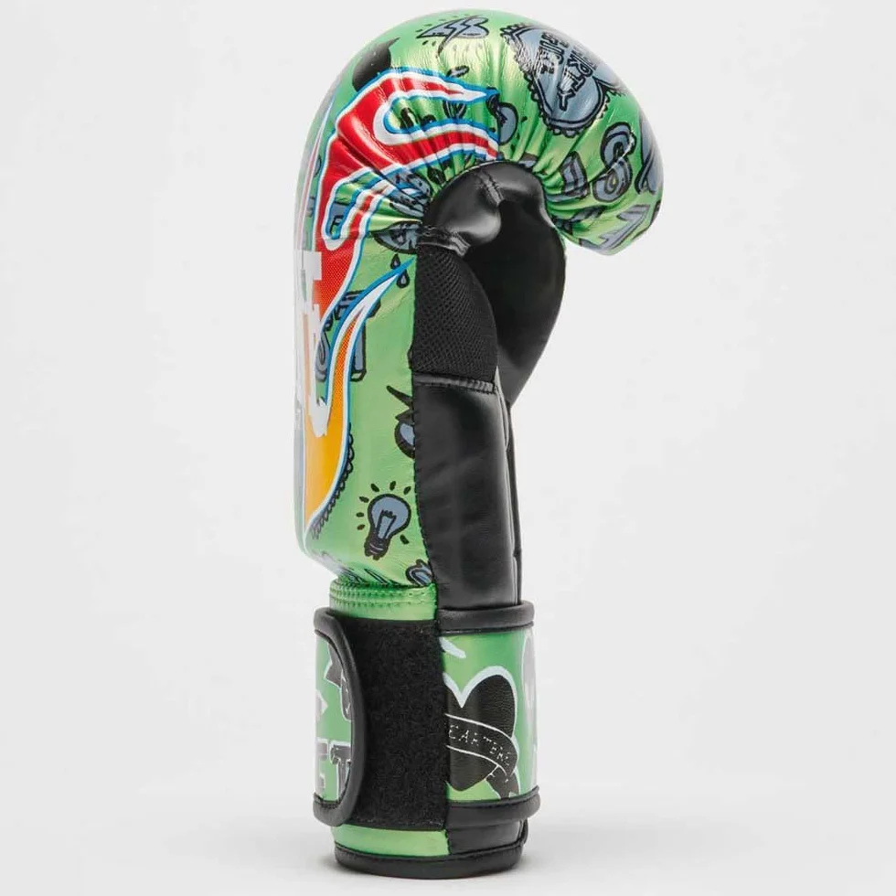 LEONE 1947 Guanti Boxe Flames 6 OZ Verde