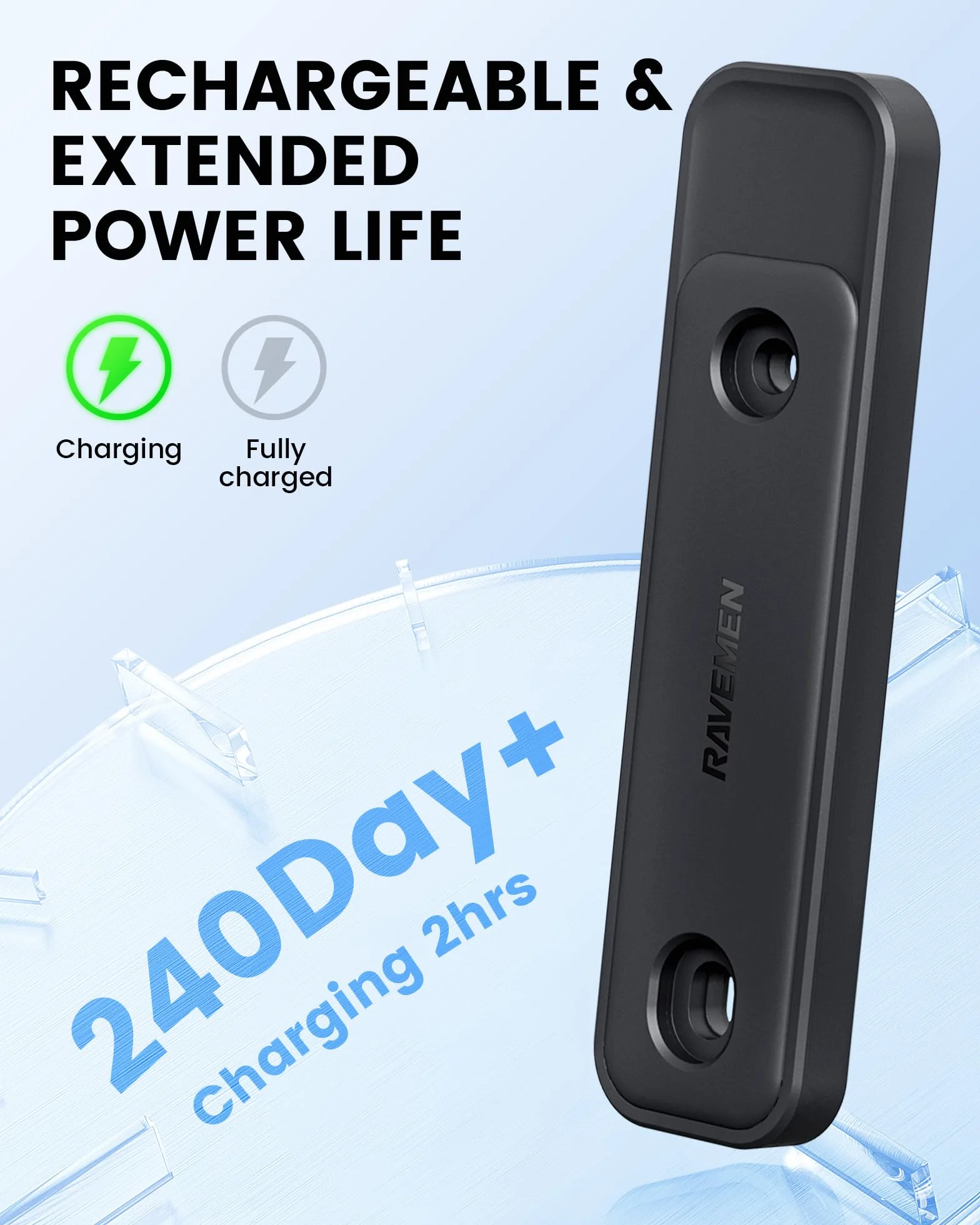 Ravemen Bike Tracker compatibile con Apple Find My, localizzatore GPS antifurto ricaricabile per biciclette, durata 8 mesi, accessori nascosti sotto la bottiglia (solo iOS)