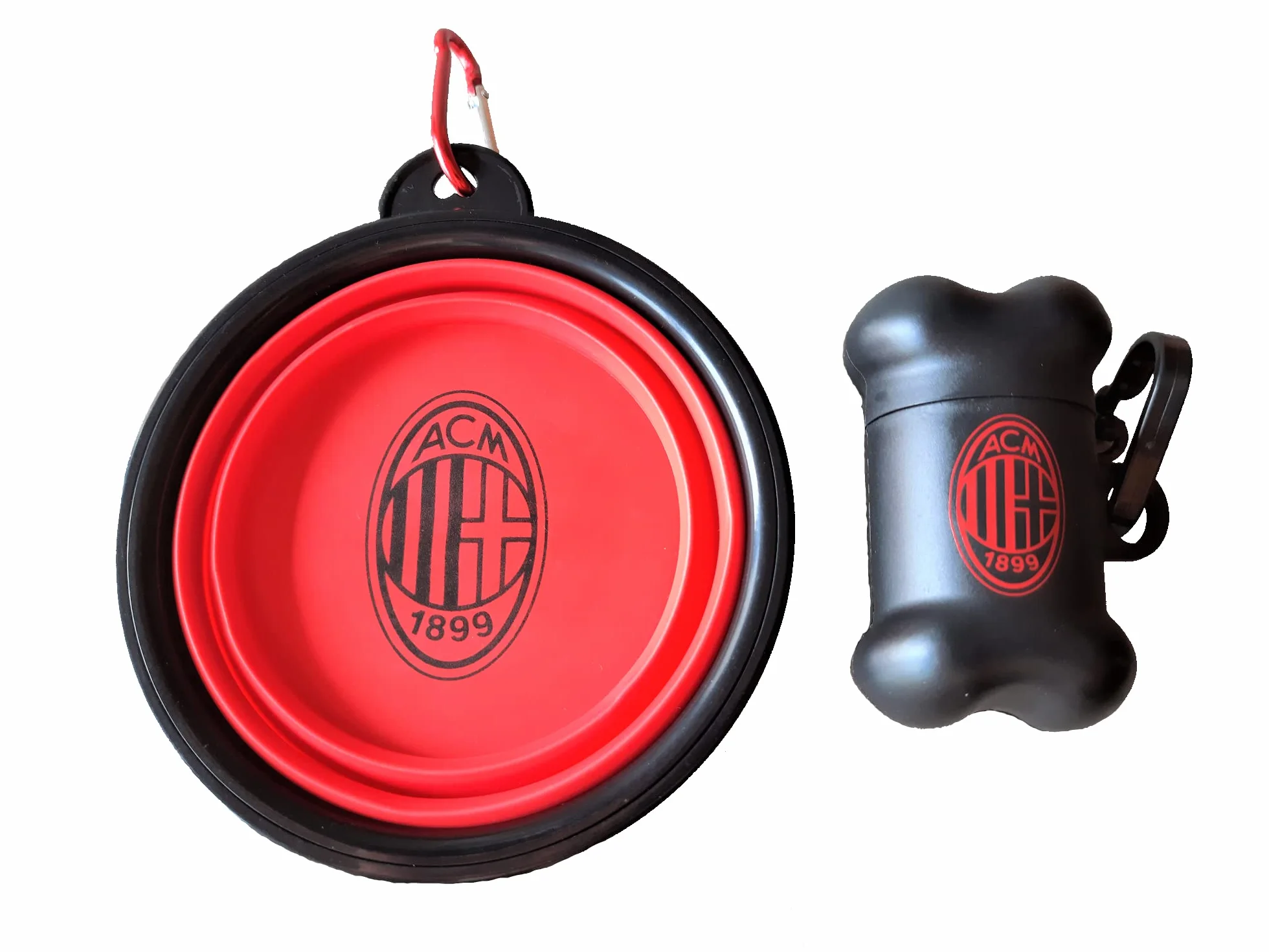 AC Milan Set Ciotola Portatile e Porta Sacchetti Prodotto Ufficiale, Nero